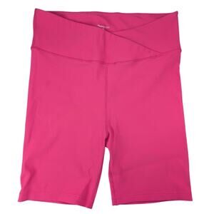 Electric Yoga Pink Biker Shorts High Waisted Ribbed Crossover Front Womens XL
